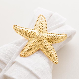 4 Anéis para Guardanapos Wolff Estrela do Mar Dourado