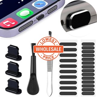 [Kit Trompete Telefone Porta De Carregamento Pinça Protetora Ferramenta Furo Do Fone De Ouvido Escova De Limpeza Anti-Pó Rede Auto-Adesiva Universal Dust Plug Mesh Cover Sticker