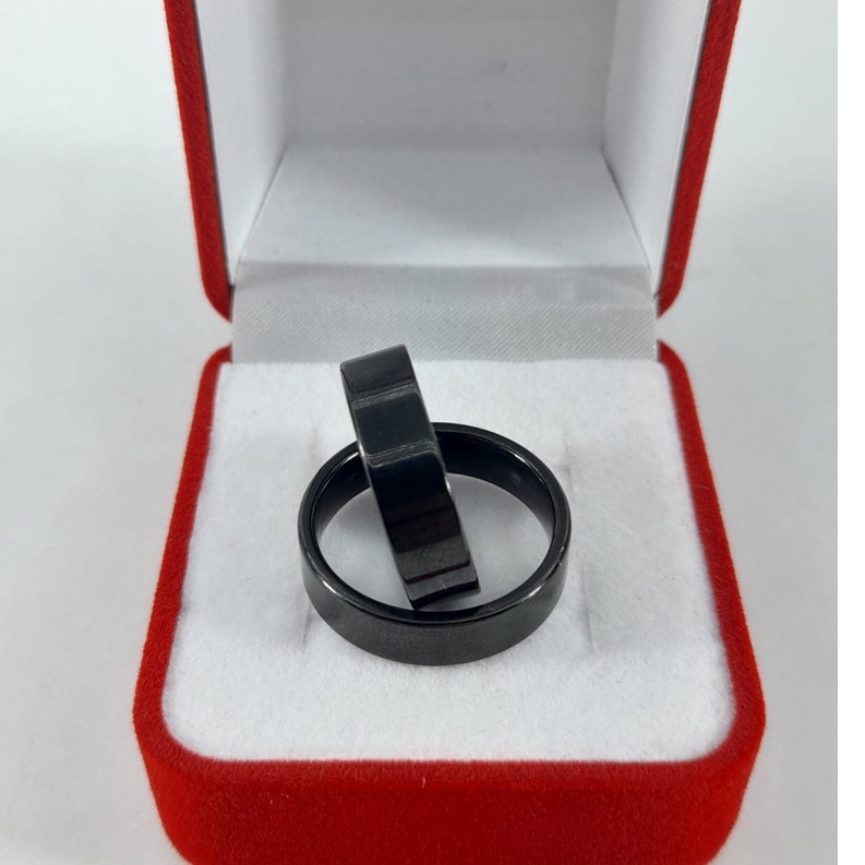 Aliança Namoro Compromisso Preta Black Fullcollor Acompanha Anel Solitário