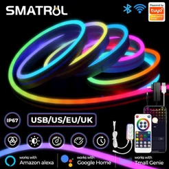 SMATRUL Tuya Smart Wifi Faixa De Luz Led Colorida RGB 5050 Fita Ip67 5m À Prova D'água + 24 Teclas + Cabo USB Controle Remoto De Energia Alexa Google Home Voice APP