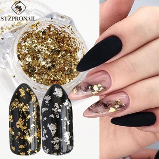 Folhas De Alumínio Douradas Floco Para Unhas Mármore Laser Irregular Lantejoulas Adesivo Paillettes Decoração De Inverno Manicure