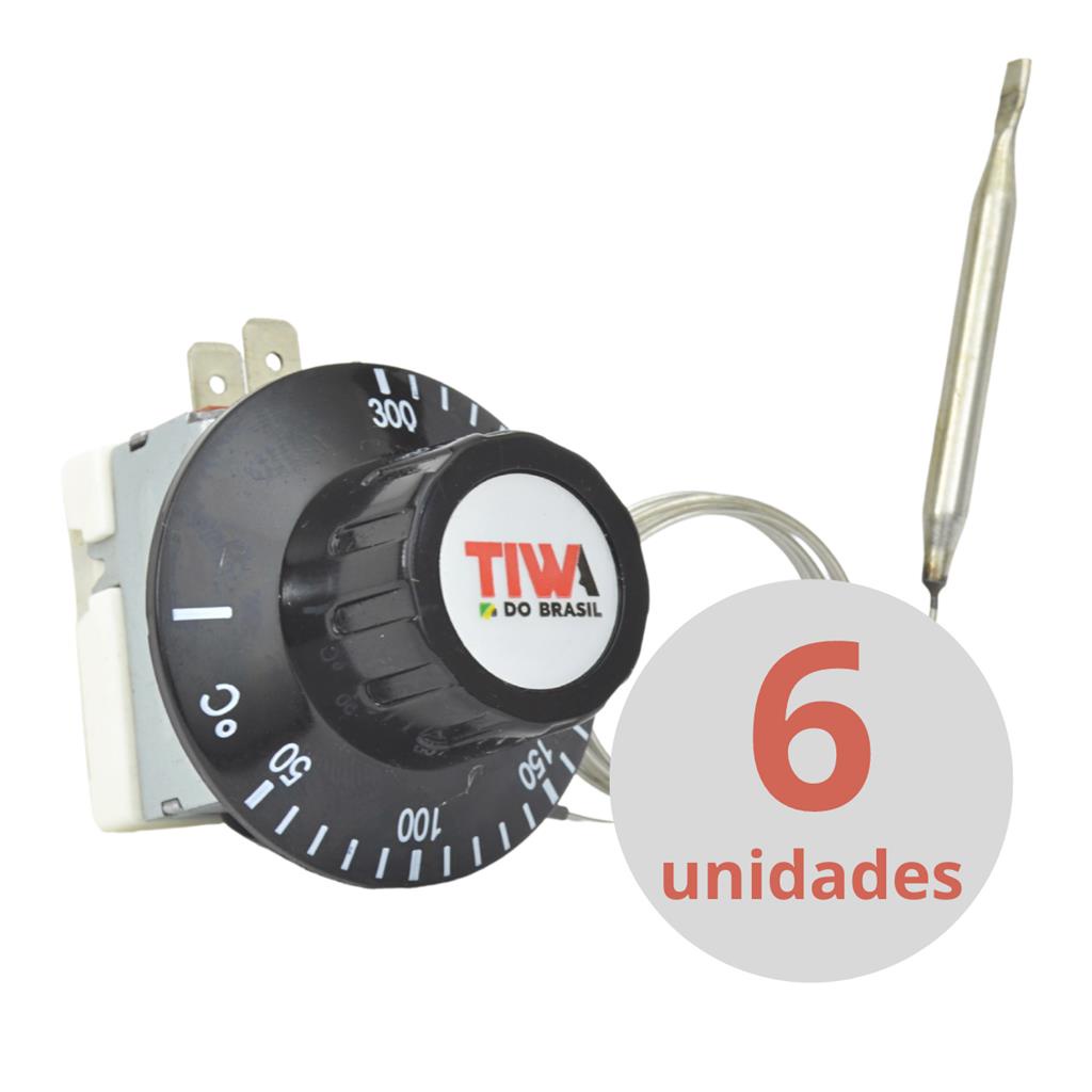 Kit C/ 6 Termostato Analogico Tiwa 50/300? 30a S Bucha Curto