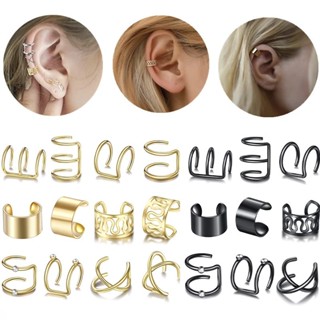 1pcs Clip de Orelha Brincos Personalizados Sem Piercing Dourado Preto（ Estilo Aleatório） em Oferta na Shopee