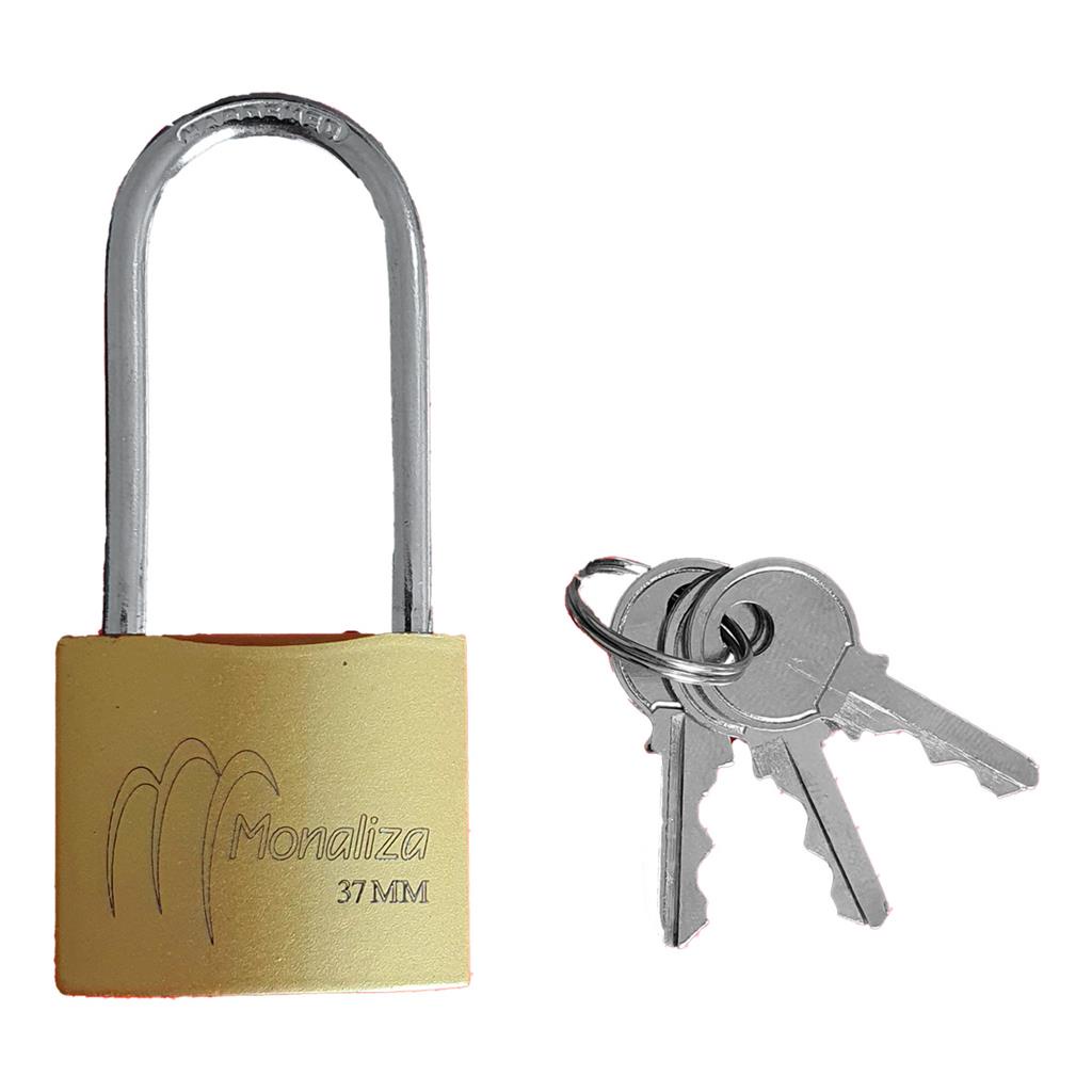 Cadeado Bronze Haste Longa 37mm Portao C/ 3 Chaves