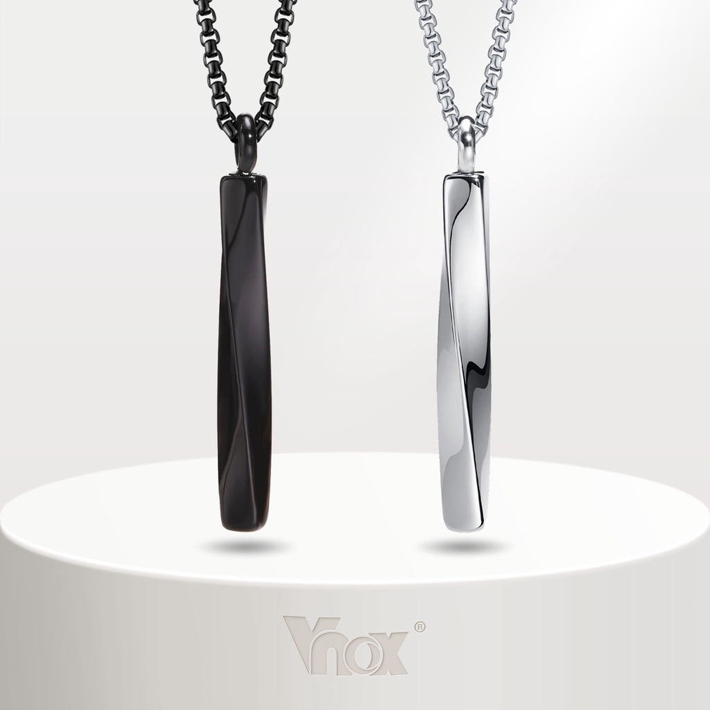 Vnox Marca De Aço Inoxidável Mobius Rod Pendant Colar Para Homens , Urna De Cremação Simples Keepsake Jewelry em Oferta na Shopee