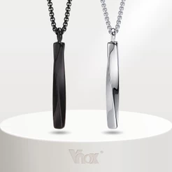 Vnox Marca De Aço Inoxidável Mobius Rod Pendant Colar Para Homens , Urna De Cremação Simples Keepsake Jewelry