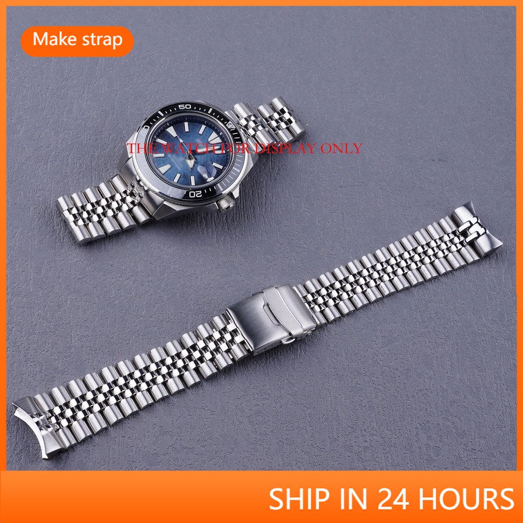Pulseiras De Relógio Jubileu De Prata 316L De 22 Mm , Pulseira Curva Sólida Para Seiko Black Samurai SRPF79