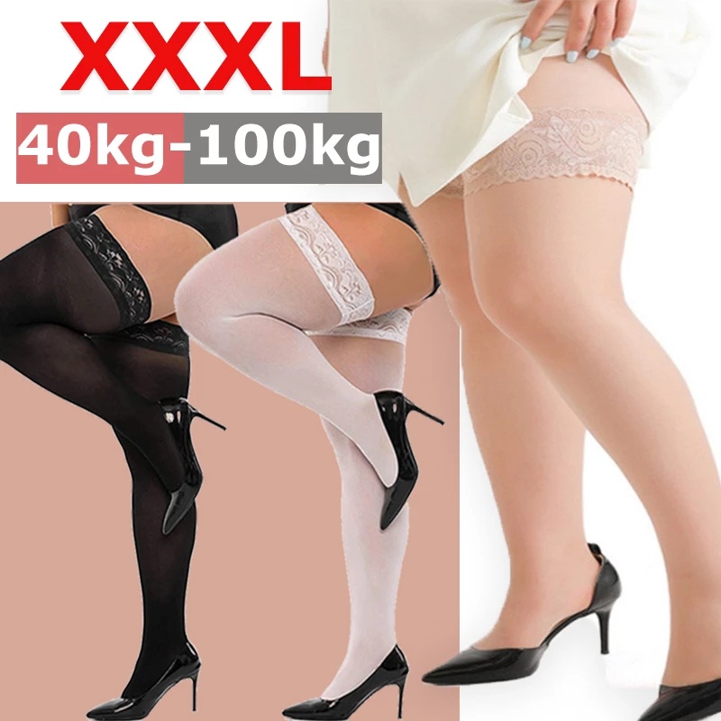 Meias De Lingerie De Festa Sexy Plus Size/Renda Top Coxa Alta/Sobre O Joelho Longas Noite Calcetines