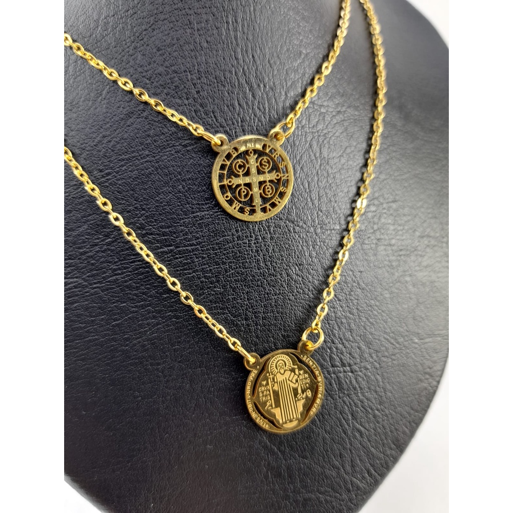 Escapulário de São Bento proteção espiritual Banhado a Ouro 18k Protegido Próspero