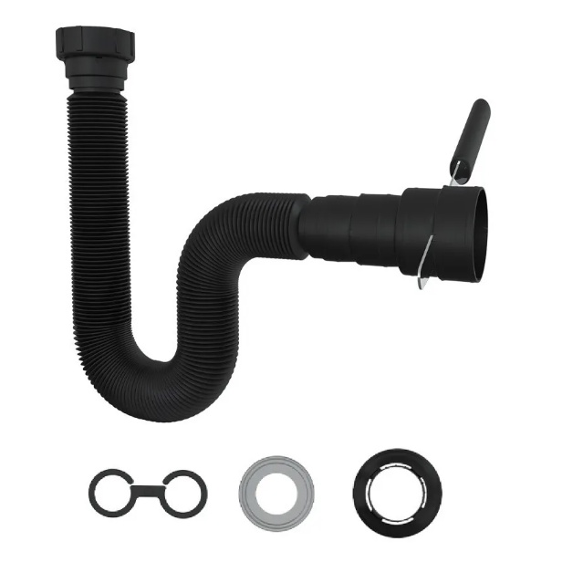 Sifão Sanfonado Flexível Tubo Extensivo Universal Com Canopla Blukit