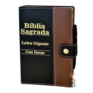 Bíblia Sagrada Letra Gigante - Preto C/ Marrom - Com Harpa