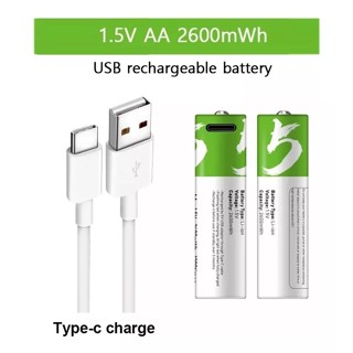 Pilhas Aa Usb Recarregavel 1,5v 2600mwh + Cabo Usb 2x1