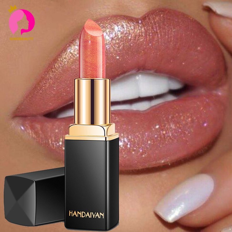 HANDAIYAN Batom Profissional Sereia Shimmer/Vermelho Pigmento Nude À Prova D'água De Longa Duração Labial Básico Diário Feminino Maquiagem Cosmética
