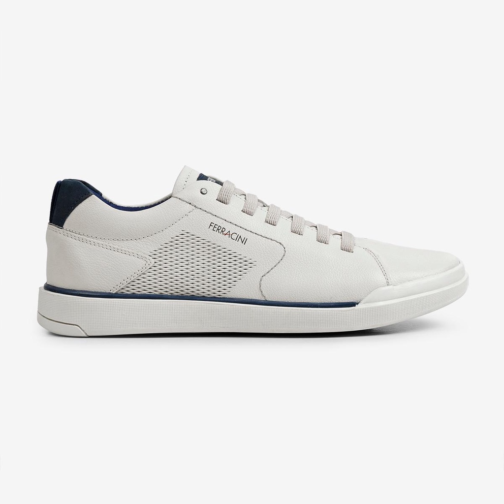 Sapatênis Masculino Couro Ferracini Calce Prático Elástico Esportivo Original Star Branco Azul 1055C em Oferta na Shopee
