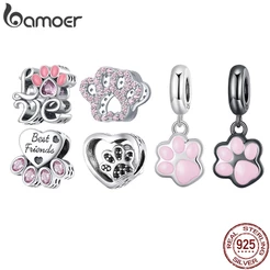 Bamoer Sterling Silver 925 Paw Hanging Bead of Cat and Dog Bijuteria Para Pulseira SCC2476-A