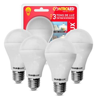 Kit 4 Lampadas Inteligente 3 Tons Dimmer 9W Bivolt E27 2700K