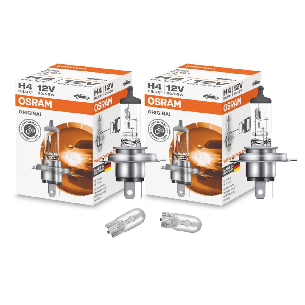 Par Lampada H4 Halógena Comum Osram + Par Lâmpada T10 CLASSIC