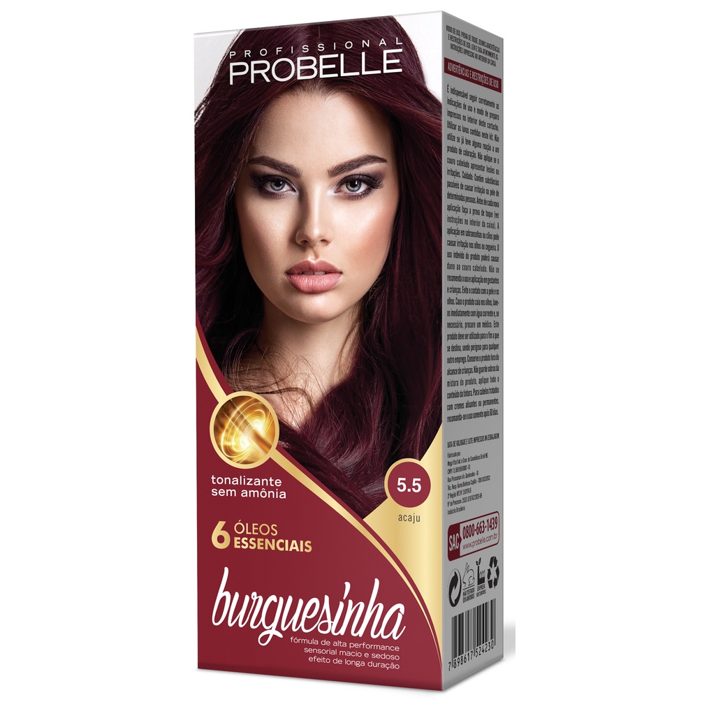 Tonalizante Burguesinha 5.5 ACAJU 50G - PROBELLE probelle em Oferta na Shopee