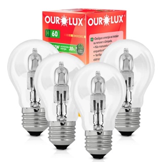 Kit 4 Lampadas Eco Halogena Clara H60 42W 127V E27 Ourolux em Oferta na Shopee