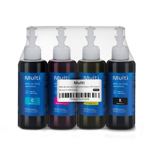 Kit Refil de Tinta Universal 4 Cores 100ml Multi - RF033 em Oferta na Shopee
