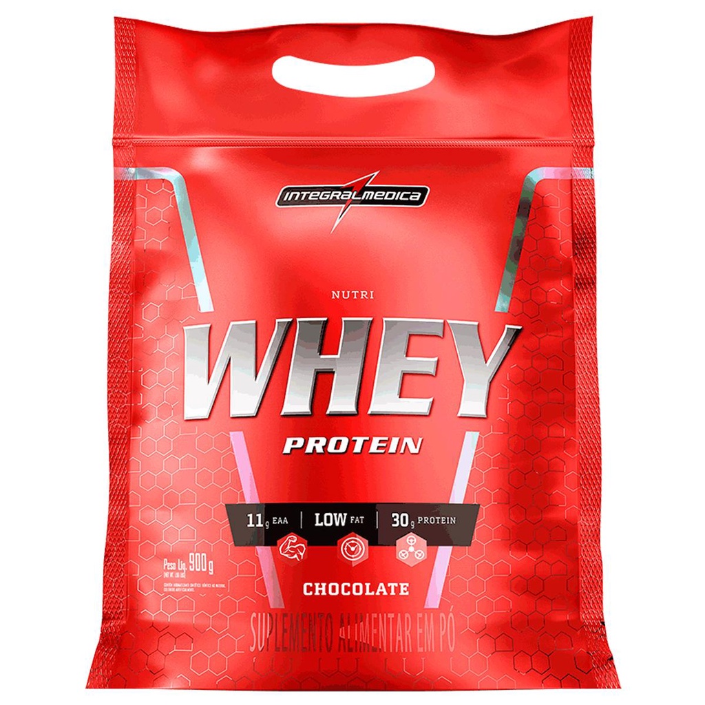 Suplemento em Pó Whey Protein Nutri Isolado Concentrado Chocolate 900g Refil - Integralmedica