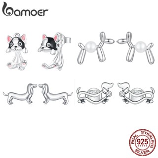 Brincos Bamoer 925 Prata Cachorro De Estimação Brinco Fashion Jewelry For Women Girls Gift SCE952