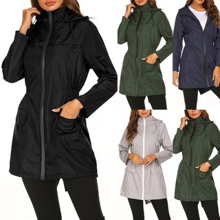 Jaqueta Impermeável Leve À Prova De Chuva Para Mulheres Casacos Exterior Quebra-Ventos Com Capuz Embalável
