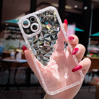 Crystal Glitter Diamond Pattern Capa De Celular Compatível Com IPhone 13 12 11 Pro Max XR XS 14 Transparente Anti-Impacto Traseira Macia