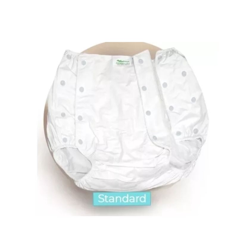 Calça Plástica Branca C/ Botão Impermeável/Incontinência/Geriátrica Tam (M) - Senior Care