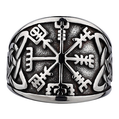 Anel Viking Bússola Masculino Aço Inox Vegvisir Alta Resistencia