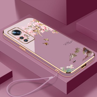 case xiaomi 12 lite 5g 12t pro 5g De Telefone Galvanoplastia Paisagística De Pássaros Proteção ultra-Fino De Borda Reta À Prova De Choque Último Concha Macia