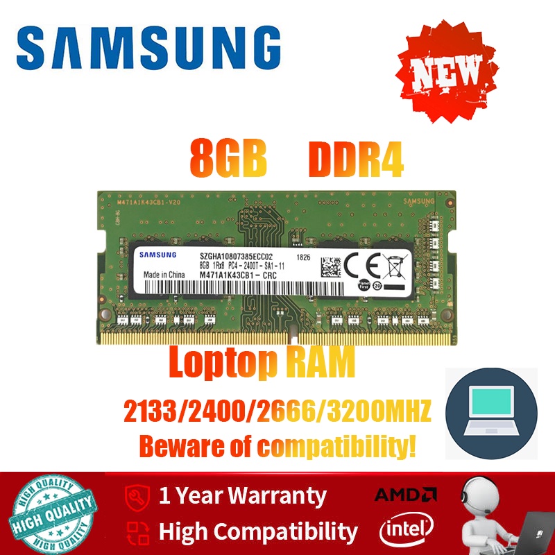 Samsung 8GB DDR4 2400Mhz 266mhz 2133Mhz 3200MHz 1.2V 260Pin SODIMM Memória RAM PC4 DDR4 2400T 266v