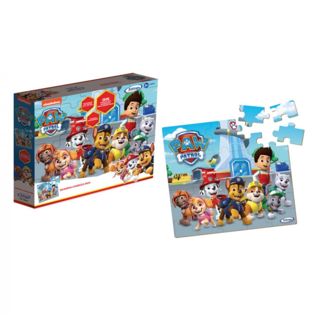 Quebra-Cabeça Infantil Patrulha Canina 35 Peças Grandes MDF Xalingo - 1387.6 em Oferta na Shopee
