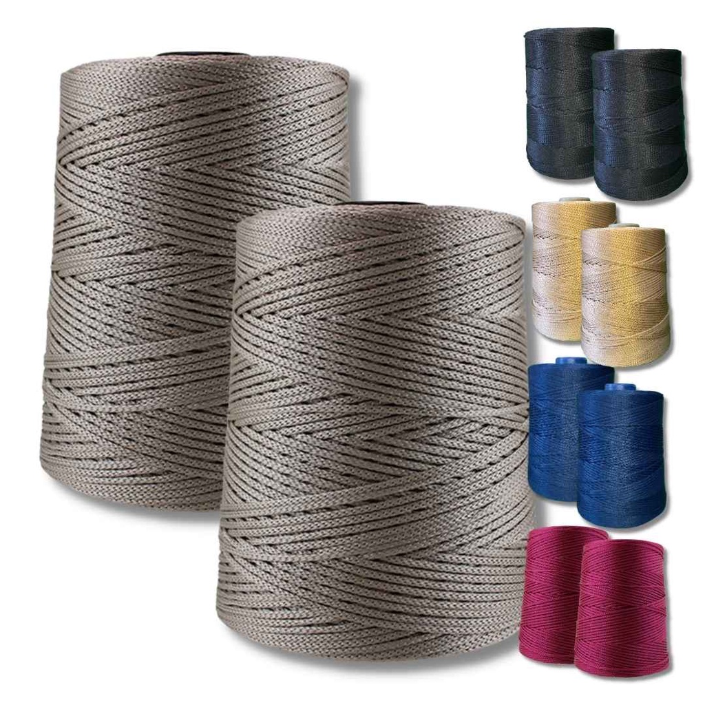 Kit 2 unid. Cordão Fio Náutico Polipropileno Rayontex 2,5mm - 500g/cada (Total 1kg) - 500 metros/cada - 100% Polipropileno, Rabo de Rato, para Bolsas, Crochê, Tricô, Macrame, Artesanato. em Oferta na Shopee