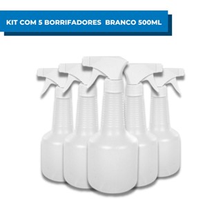 Kit Com 5 Unidades Frasco Pulverizador Borrifador 500ml Spray Válvula Gatilho Alcool Água Limpeza