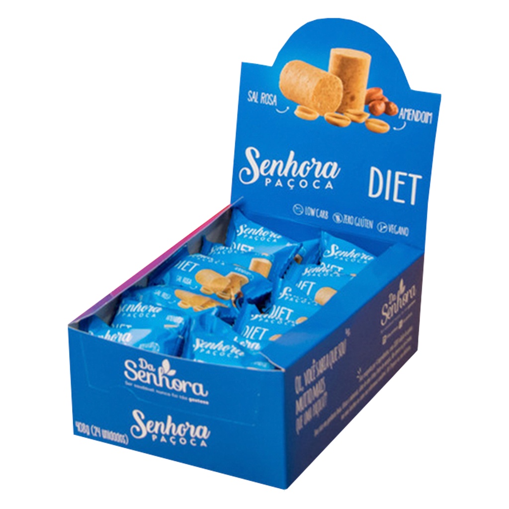 Paçoca DIET Vegano Sem Glúten Caixa C/ 24un