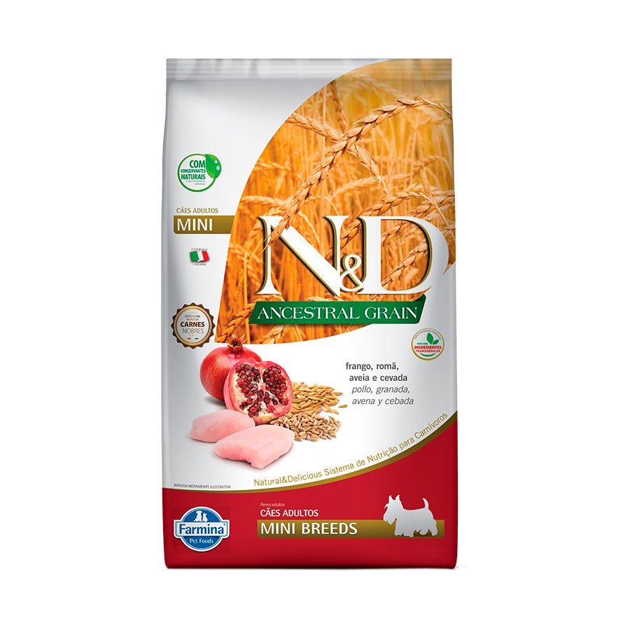 Ração Farmina N&D Ancestral Grain Cães Adultos Raças Mini Sabor Frango 800g - Pets