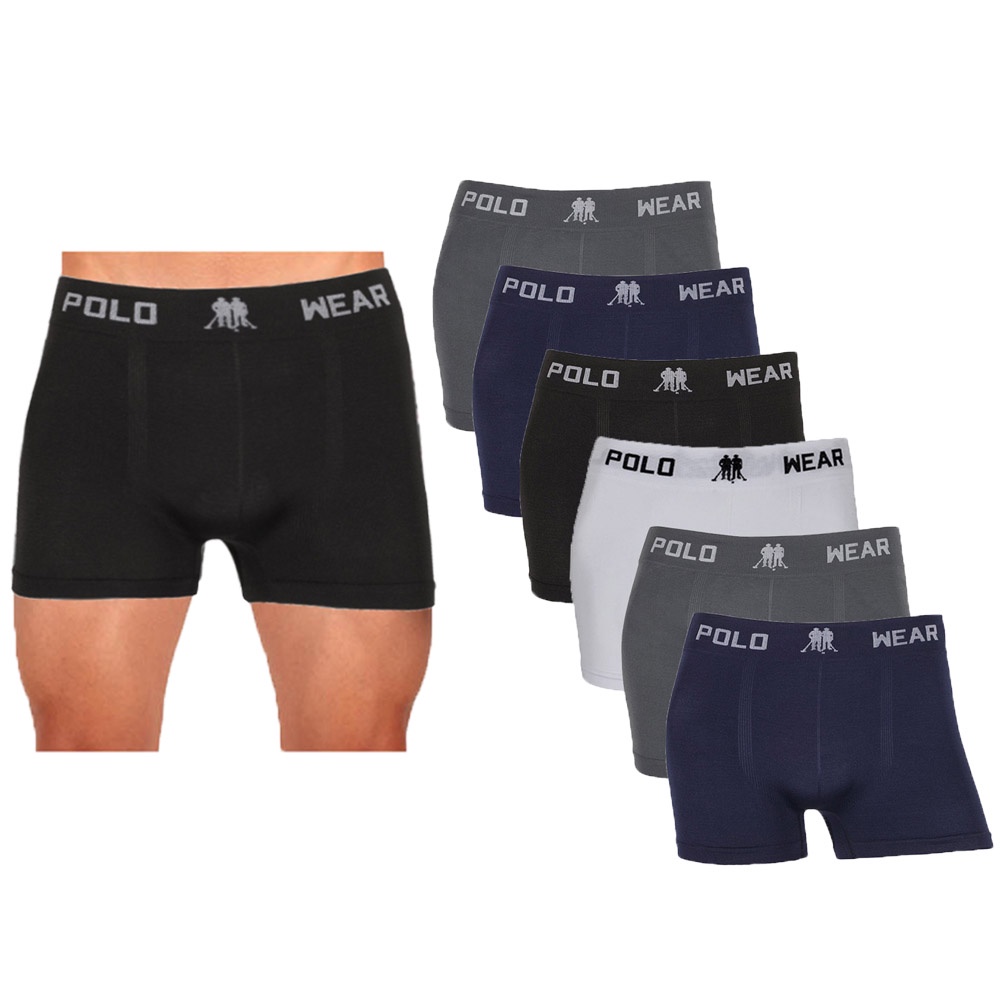 6 Unidades Cuecas Boxer Polo Wear Lisa Microfibra Masculina em Oferta na Shopee