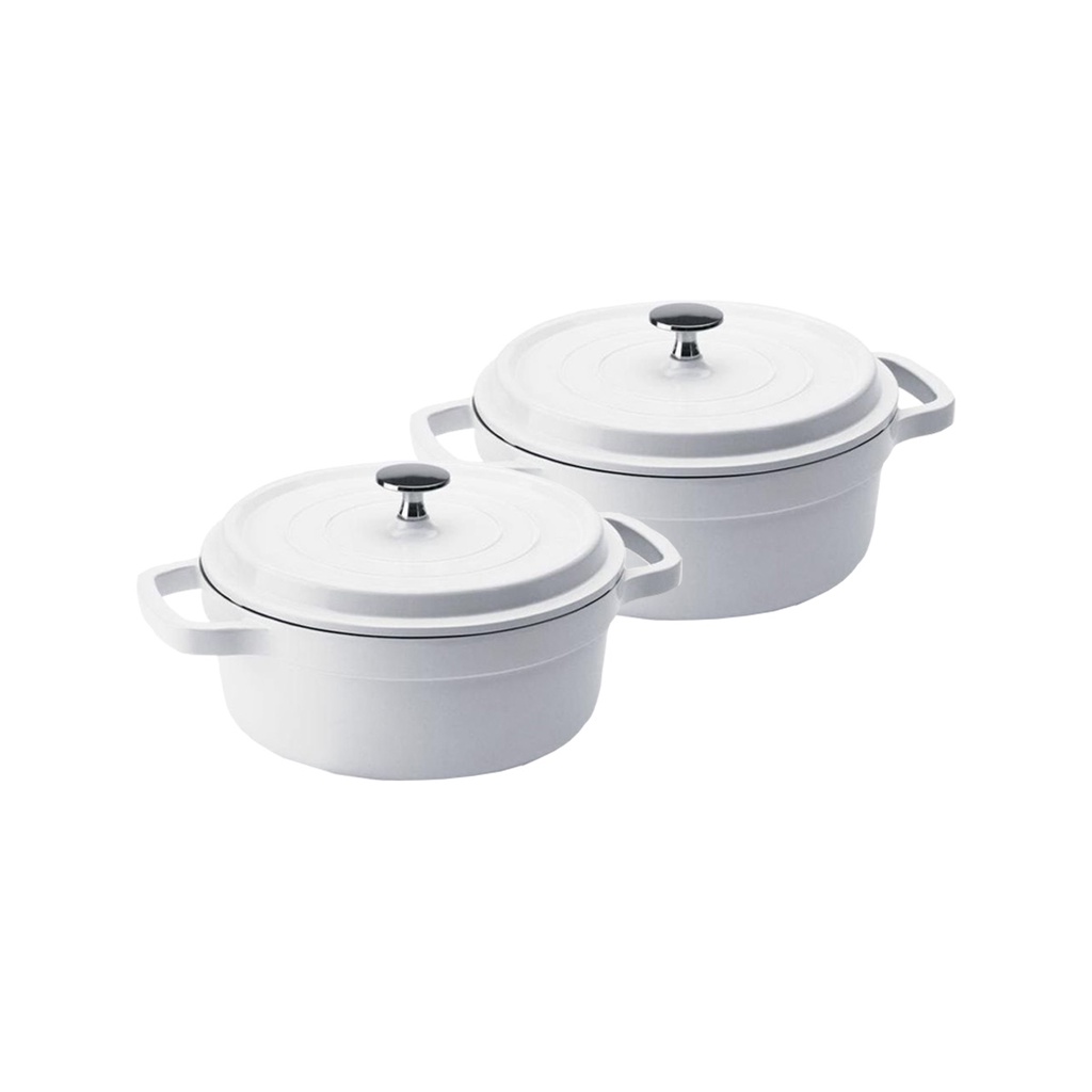 Kit Conjunto Caçarola Hercules Revestimento Ceramico Indução Branca 4,3L + 4,3L