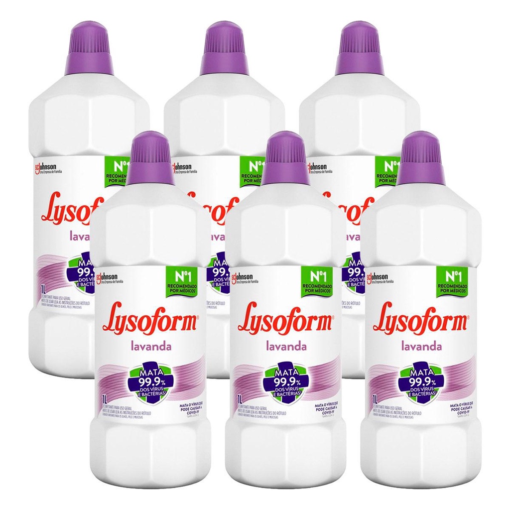 Kit com 6 Desinfetantes Lysoform Uso Geral Lavanda 1l cada em Oferta na Shopee
