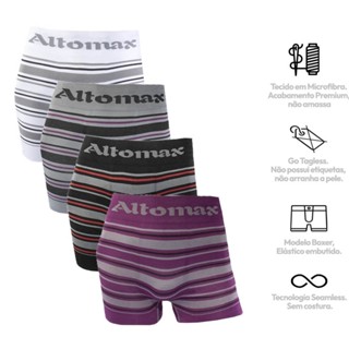 Kit C/ 4 Cuecas Box Altomax Listrada Microfibra Sem Costura