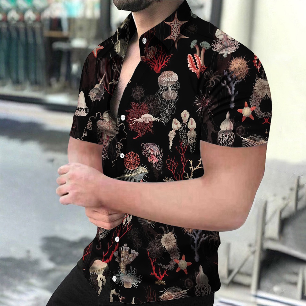 Moda Masculina Camisa Manga Curta Simplicidade Confortável Com Design De Lapela Inga Colorida É Adequado Para Homens Jovens 18 A 24 , Pesagem 45kg 100kg