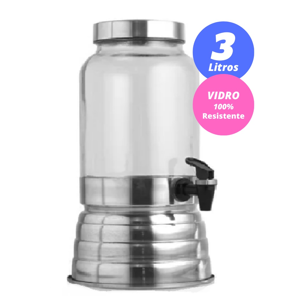 Suqueira De Vidro Dispenser Com Torneira Suporte Para Bebidas Suco ...
