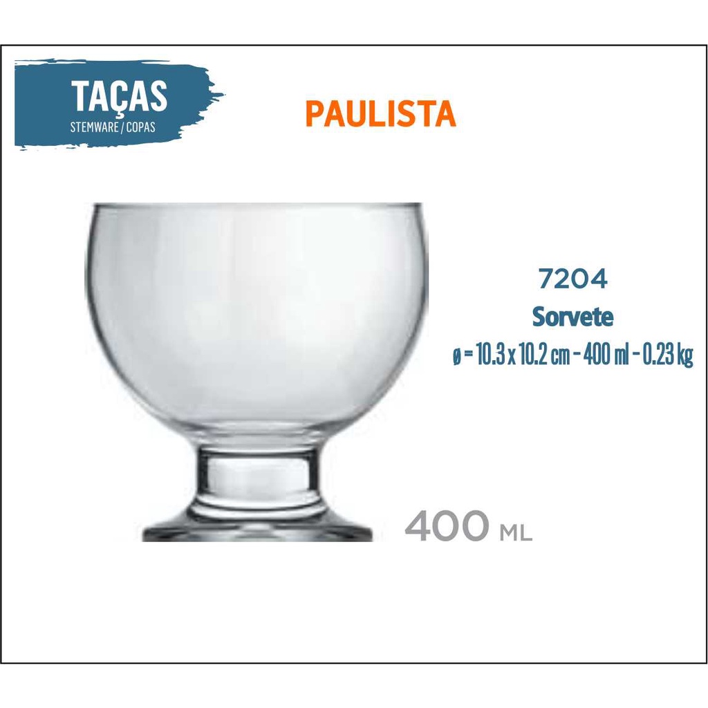 24 Taças De Sobremesa Paulista 400 - Pudin Sorvete Pavê