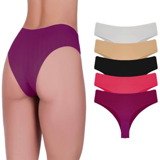 Calcinha Tanga Corte A Laser Microfibra Kit C/ 5 Peças