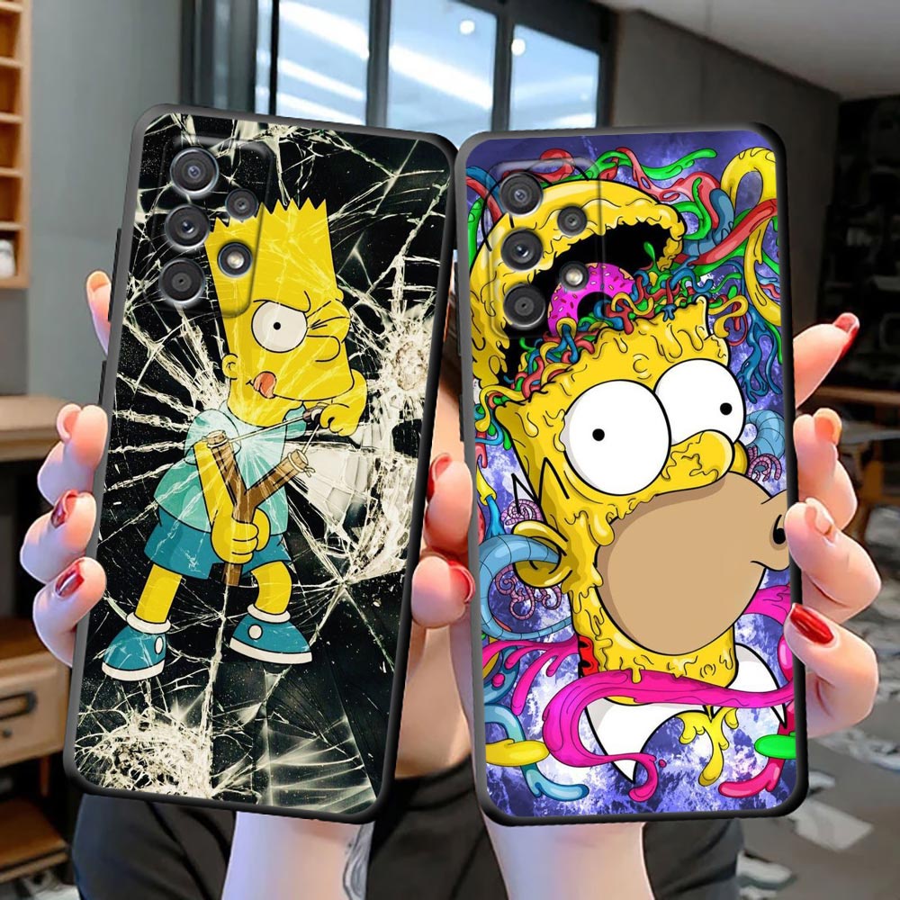 Engraçado A Caixa De Telefone Celular S-Simpsons Naughty Face Black TPU Para Samsung Galaxy S23 S22 S21 S20 Ultra Plus S20Fe S10 Lite S10E S9 S8 S7 S6 Edge