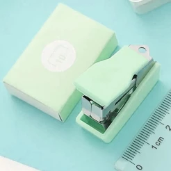 Mini Grampeador De Papel C/ Grampos Tom Pastel Verde Claro