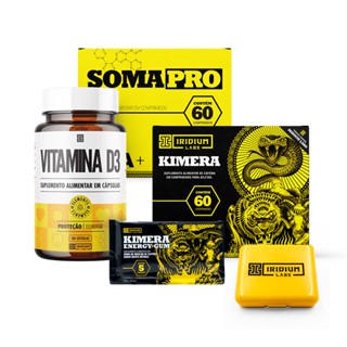 Kit Termogênico Kimera Thermo + Soma Pro ZMA + Vitamina D + Kimera Gum Unitário + Porta Cápsulas