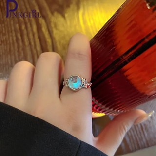 Anel Dedo Irregular Elegante Diamantes Pedra Da Lua Moda Jóias Festa Anéis Mulheres Casamento Casal Coloridos Sereia Lava Design Ajustável Aberto