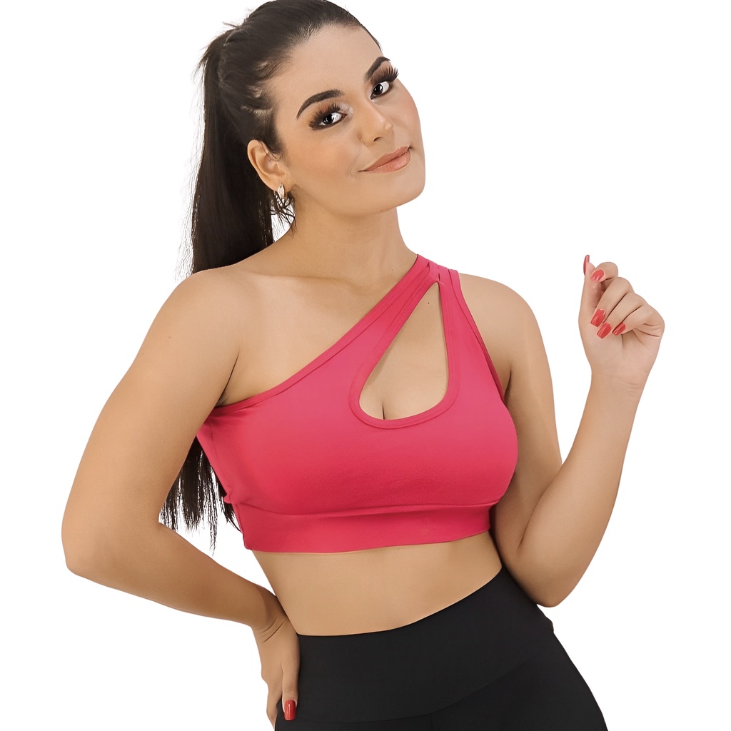 Top Fitness Alça Unilateral Desportivo Academia Com Bojo Removível Moderno Fashion em Oferta na Shopee
